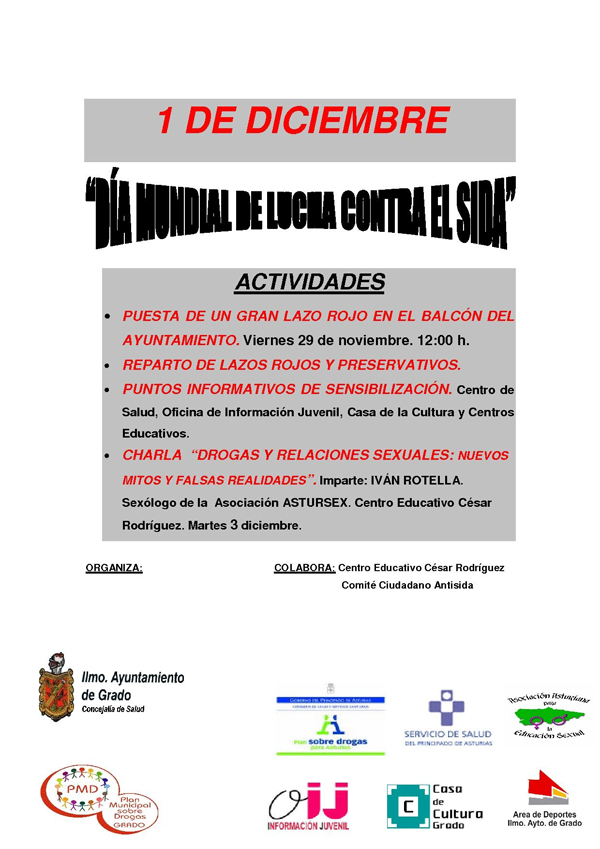 Cartel Actos 1 de Diciembre Día Mundial contra el SIDA